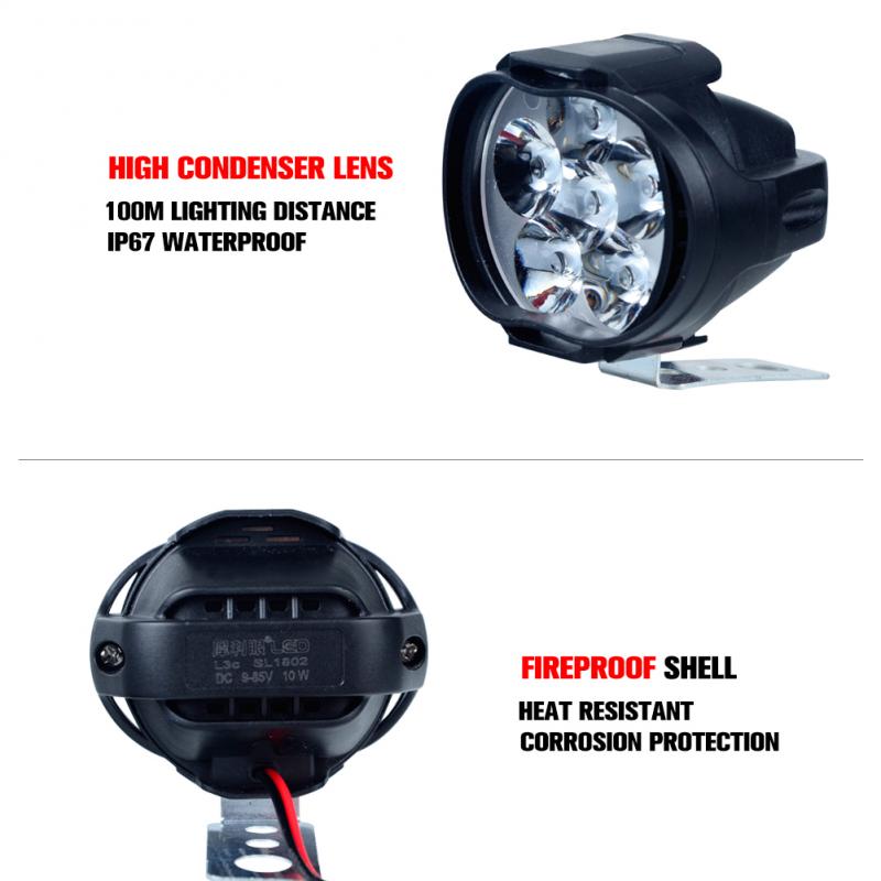 2 Stuks Motorfietsen Koplamp 6500K Wit Super Bright 6 Led Werken Spot Light Motorbike Fog Lamp 1200LM Led Scooters spot