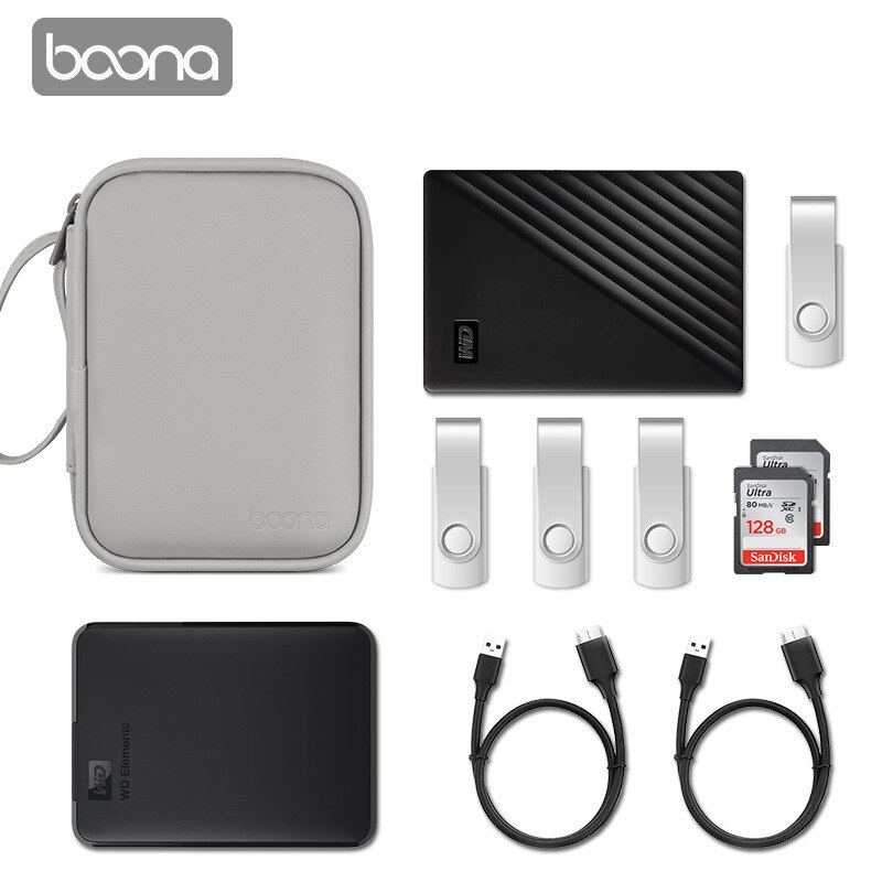 Dual PU Leather External Hard Disk Organizer Bag Single Layer 2.5 inches Hard Drive Protective Case Portable Power Bank Bag