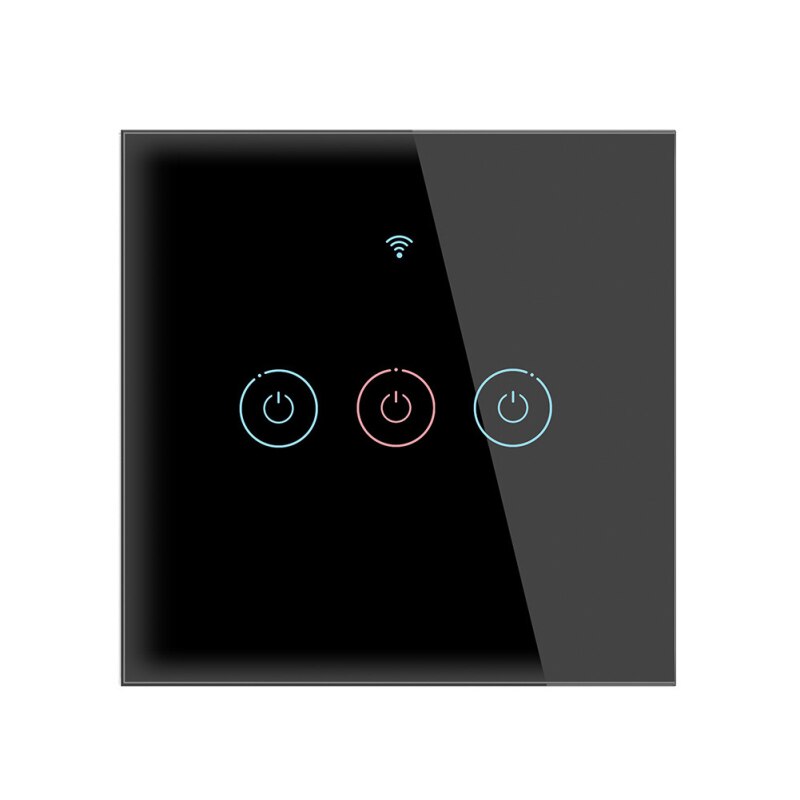 TUYA WiFi Smart Touch Switch EU 1/2/3 Gang Wireless Wall Glass Screen Touch Panel Switch Timer Work With Alexa Google Home: black 3-Gang