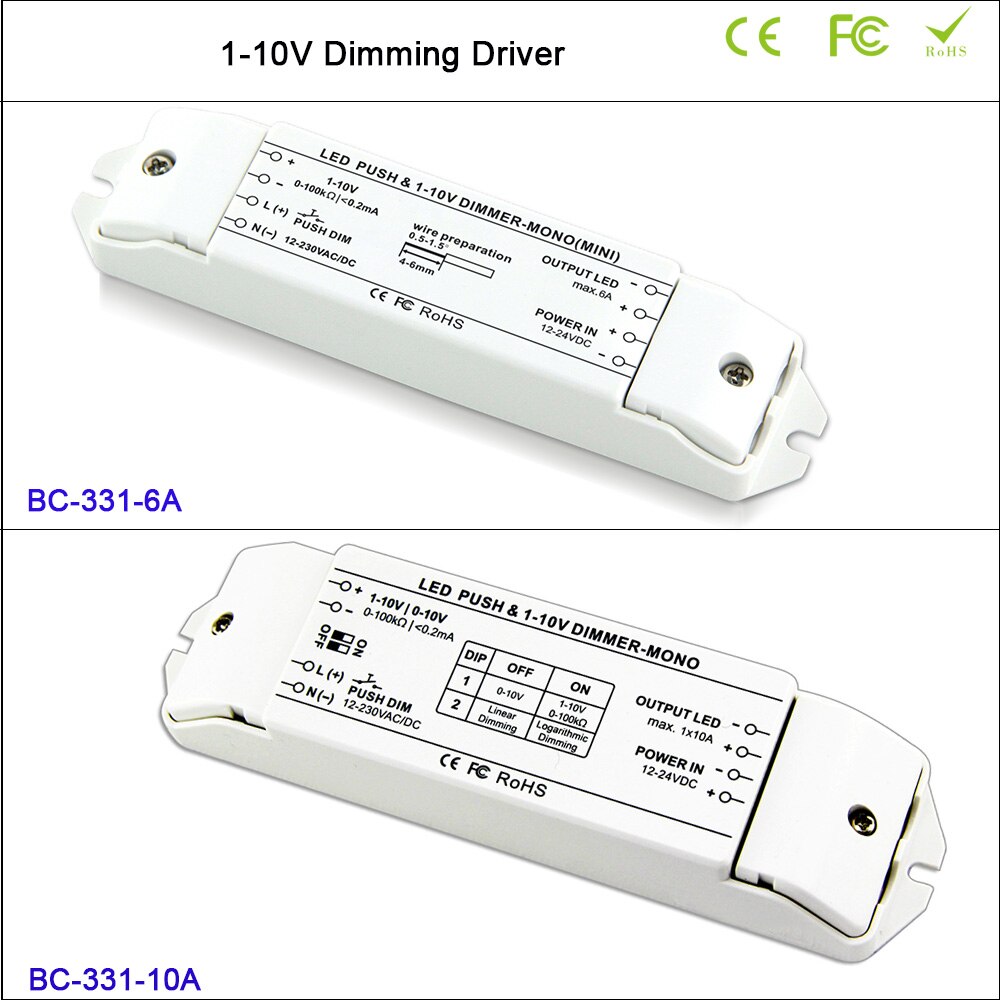 Bc DC12V-24V,6A/10A * 1CH Led Dimmer Tl Lampen Dimmer 0/1-10V Led Lamp Dimmen Driver Push Dimmer controller