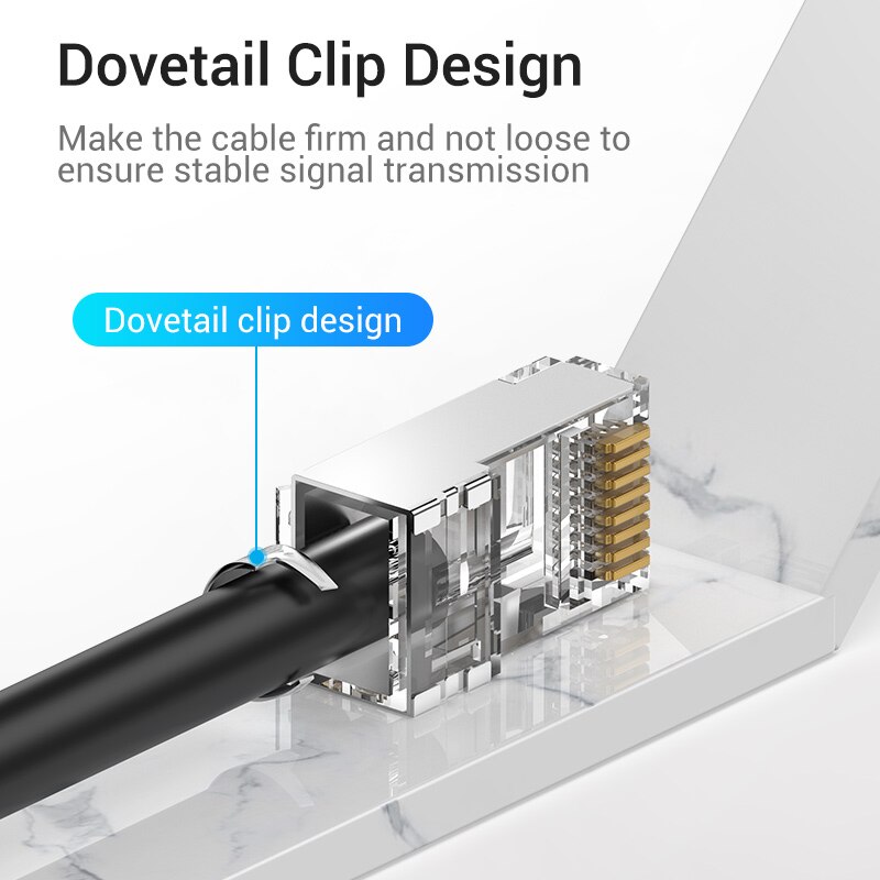 Vention Cat7 RJ45 Connector Cat7/6/5e STP 8P8C Modular Ethernet Cable Head Plug Gold-plated for Network RJ 45 Crimper Connectors