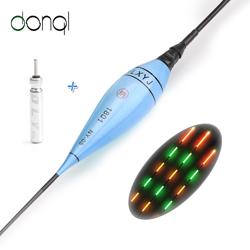 DONQL 1 stks Lichtgevende LED Elektronische Visserijvlotter Kleurrijke Licht Nacht Vissen Bobber Met Batterij Boei Visgerei