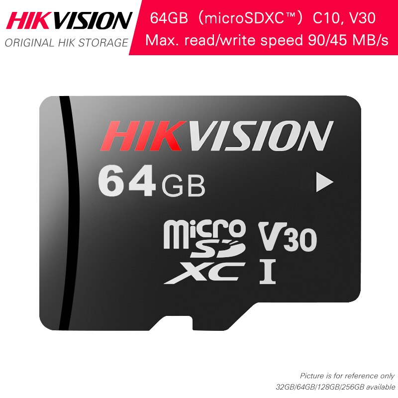 HIKVISION HikStorage Micro SD Card Class10 TF Card 32gb 64gb 128gb 256gb Max 90M/s Memory card for Hikvision Surveillance #P1: 64GB V10