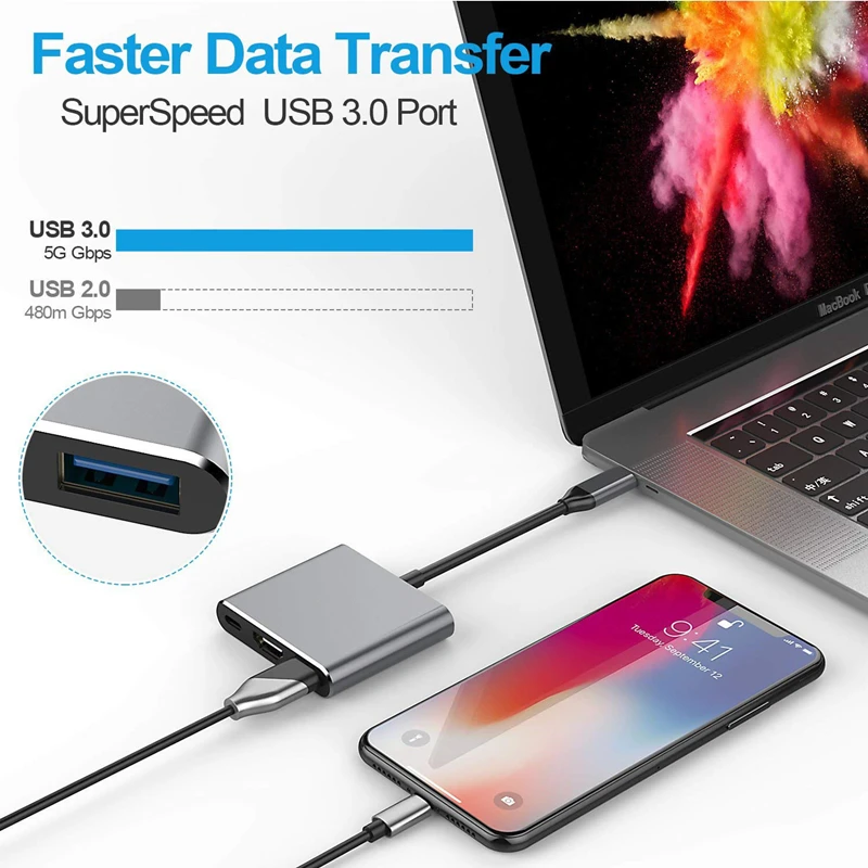 Koncentrator USB C na 4K HDTV Stacja dokująca USB 3.0 typu C do Macbooka iPad Samsung S20 Dex Xiaomi 12 TV PS5 Nintendo Switch