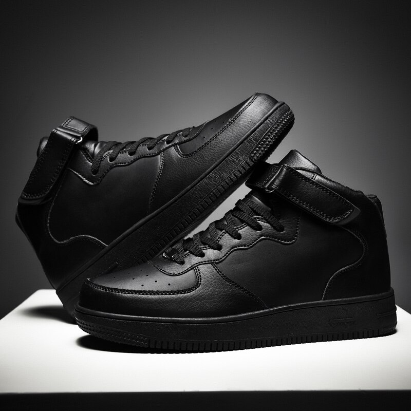 Sneakers kvinder efterår vinter høje sko hvide sneakers pu snøre chunky sneakers moda mujer: Sort / 42