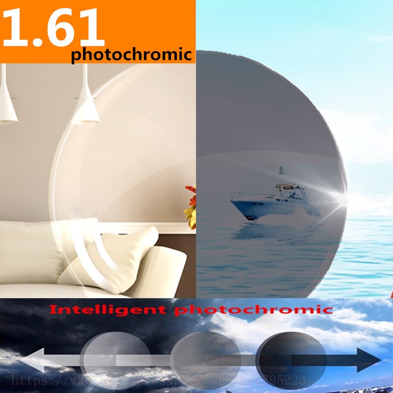 1.61 Index Prescription Photochromic Lenses Transition Grey Brown Lenses for Myopia/Hyperopia Anti Glare Anti Radiation & UV 2pc
