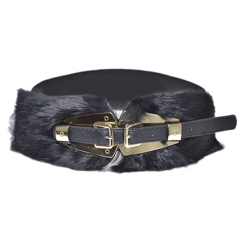 Luxe Ultra Brede Vrouwen Riem Voor Jurken Dames Pin Gesp Buikband Zwarte Elastische Vrouwelijke Pu Lederen Tailleband Jas Party: Black