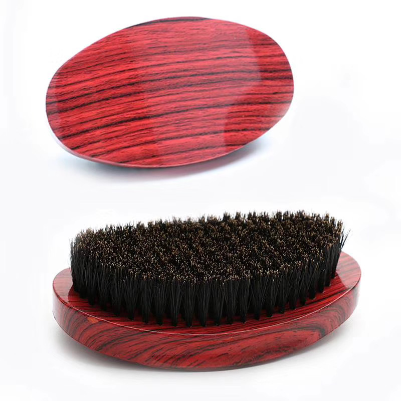 DREWTI-cepillo de pelo de caoba de mango corto para hombres africanos, peine de ondas, cerdas de jabalí, cepillo Afro de peluquería, 360 de onda, medio duro