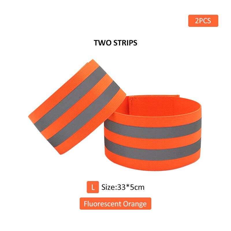 2 stk reflekterende elastisk armbånd armbåndsbensikkerhedsreflektor til nattsport løbecykling 33*5cm: 1 par orange l størrelse