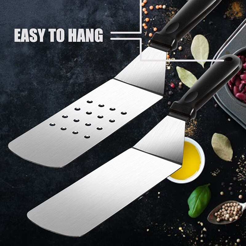 Kit de accesorios para plancha, Set de 5 piezas de herramientas exclusivas para plancha, conjunto de espátulas largas/cortas, Kit de cocina para parrilla plana de grado comercial