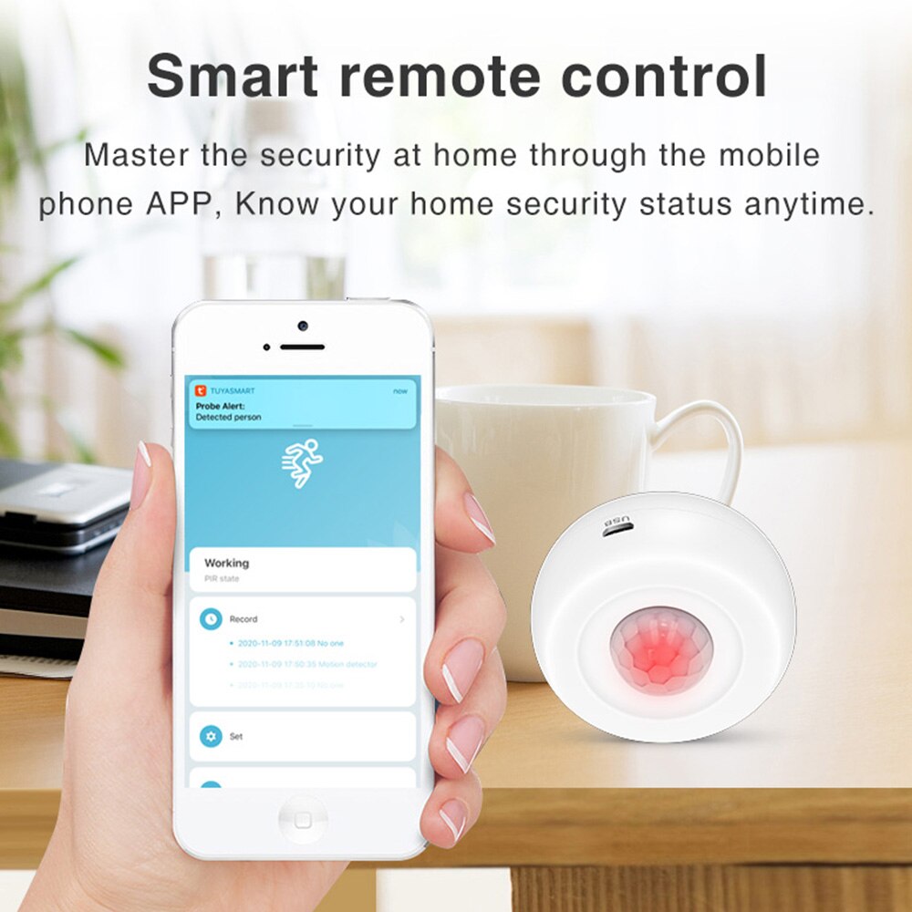 Tuya USB Powered PIR Motion Sensor Detector 360° Detection WIFI Movement Sensor Smart Life APP Home Security Alexa Routine Set