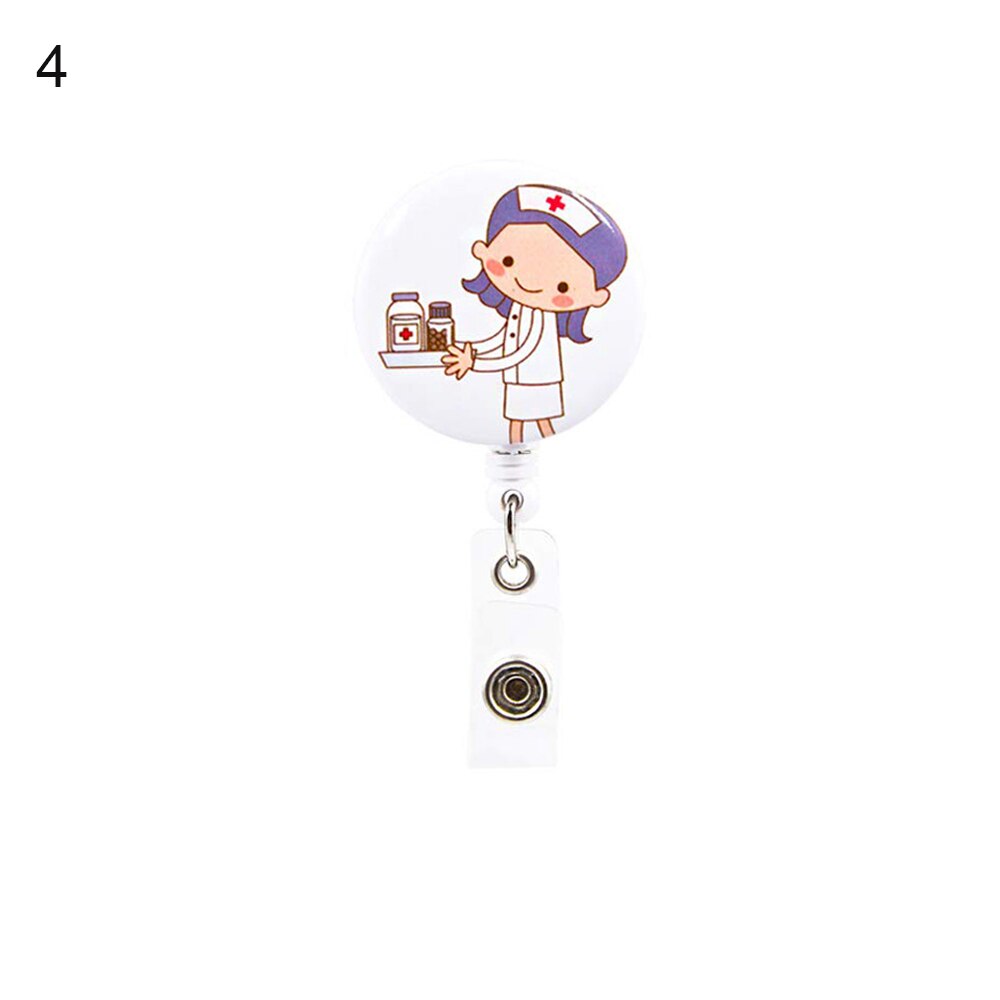 Una unidad de Mini insignia retráctil de dibujos animados, cordón para el carrete de Clip de enfermera, Tarjeta De Nombre de identificación, soporte, Clip, patrón de estudiante, insignia de enfermera, Clip