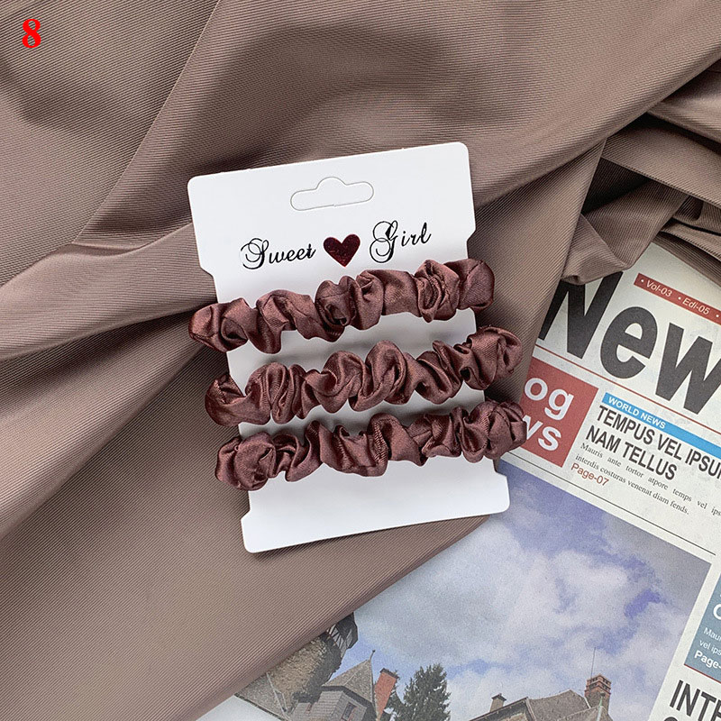 Scrunchies de satén de seda para mujer, cuerda para el cabello de Color sólido, banda de goma, soporte para Cola de Caballo , diadema elástica, accesorios para el cabello, 3 piezas por juego