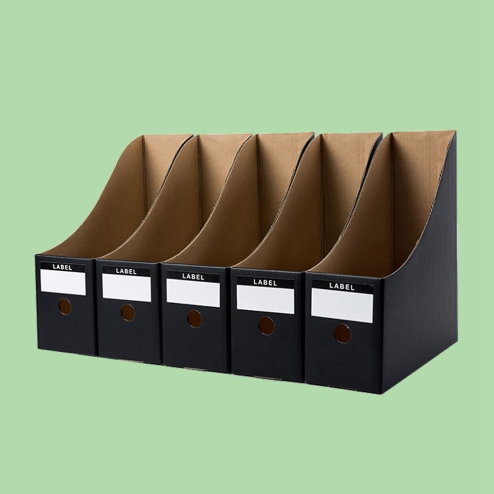 5 Pcs Tijdschrift Bestand Houder Waterdicht Nuttig Papier Desk Organizer Slaapzaal Student Bestand Opslag Houder-26X9Cm (Mat Zwart)