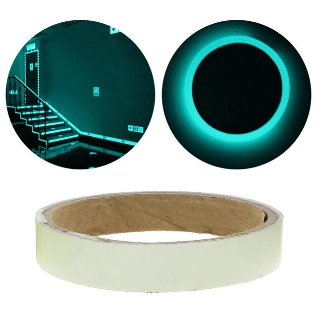 Cinta autoadhesiva luminosa de 1,5 cm x 1m cinta de visión nocturna que brilla en la oscuridad, advertencia de seguridad, cintas decorativas para el hogar: Blue Green