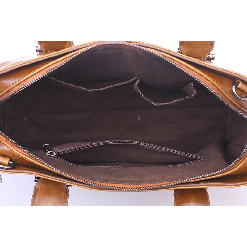 Heren handtas bruin businesstas voor laptop computer aktetas heren retro schoudertas heren documenten opbergtas 13 inch