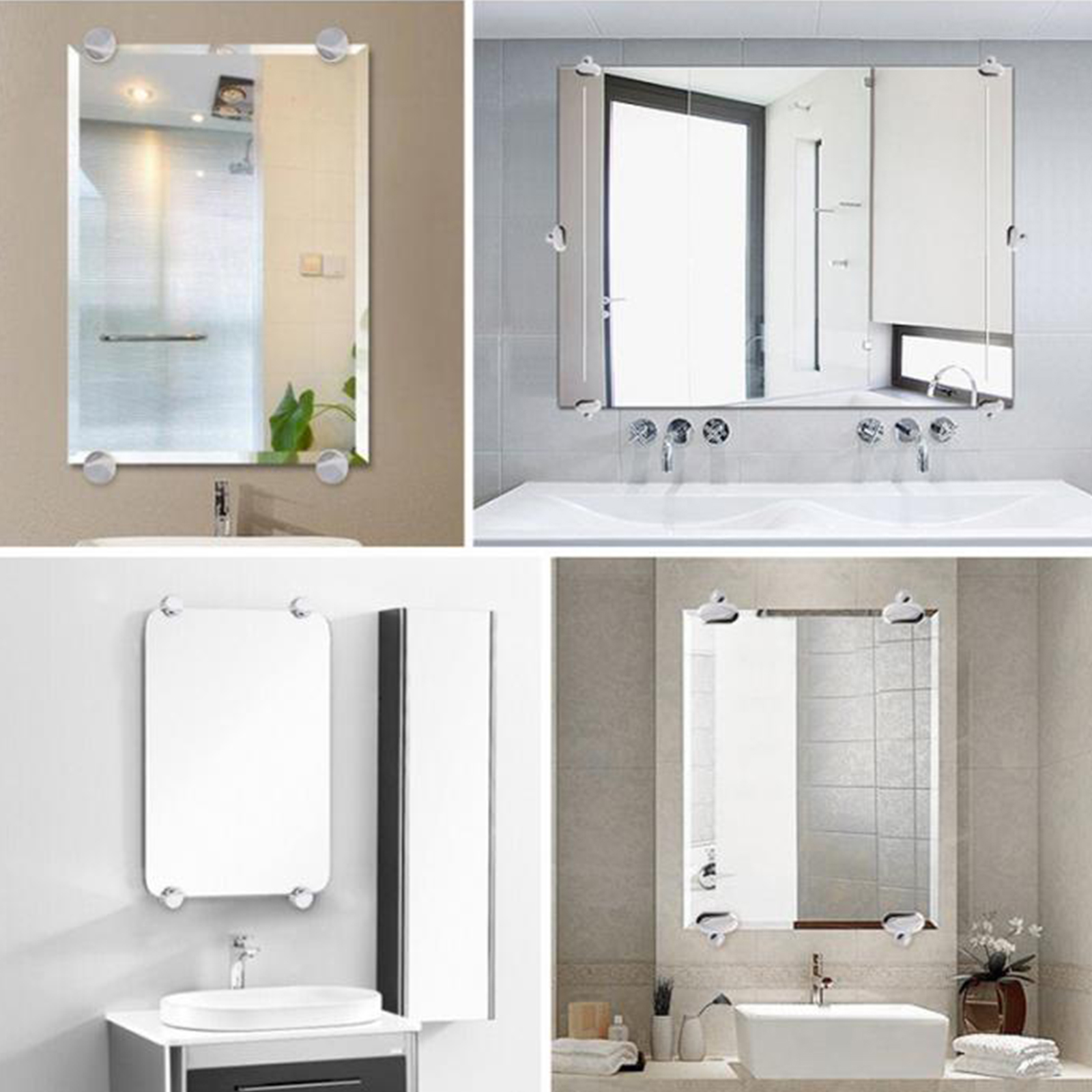 2/4Pcs Frameloze Spiegel Clip Wall Mount Glasklem Spiegel Hinger Spiegel Bevestiging Accessoires Voor Badkamer Houten Reclame board