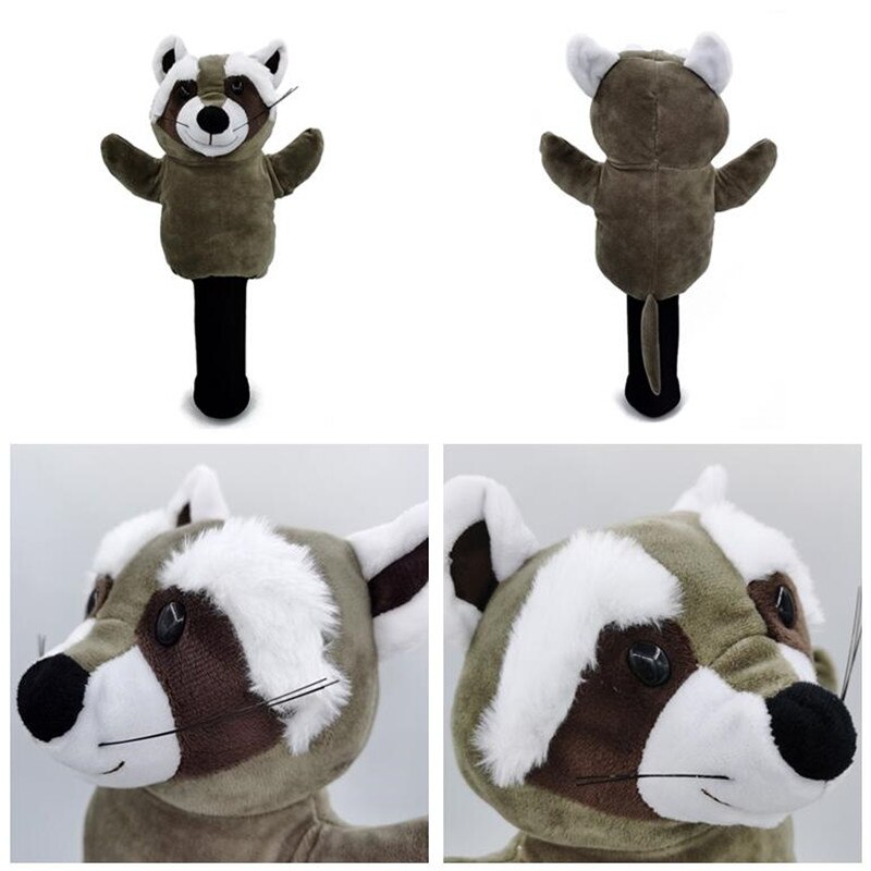 Capa de cabeça de golfe de todos os tipos de animais, capa de mascote de golfe com encaixe para madeira de bilhar, novidade, presente fofo, masculino e feminino: raccoon