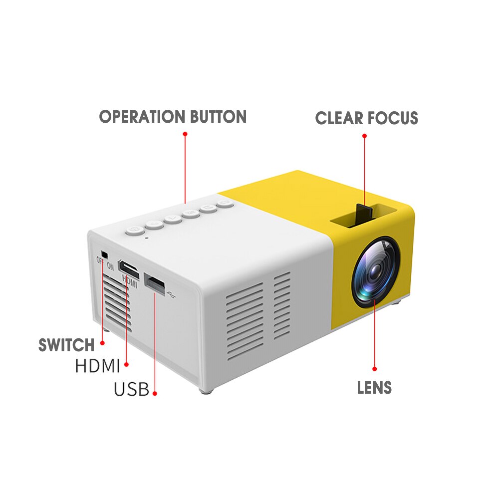 J9 Mini Projector Hd 1080P Mini Home Projector Voor Av Usb Micro Sd Card Usb Draagbare Pocket Beamer Pk YG-300