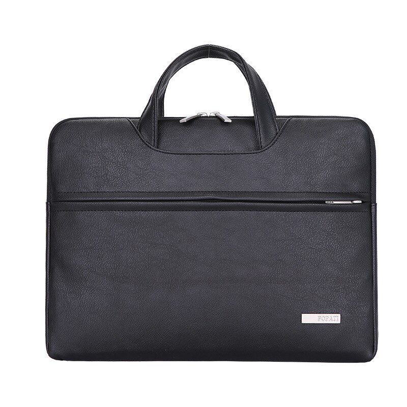 Kissyenia PU Leather Waterproof Laptop Briefcase Men Women 14inch Computer Bag Flight Shoulder Bag Business Travel Laptop KS1343: Black-14inch