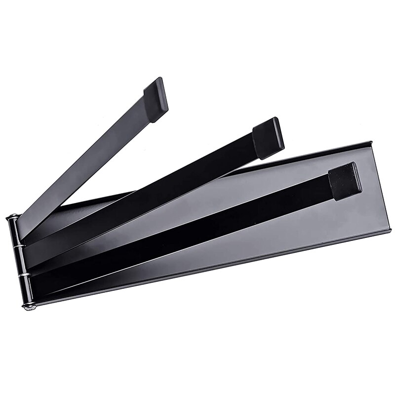 Porte-serviettes pivotant noir mat, barre porte-serviettes murale pivotante à 3- bras pour rangement de salle de bain et cuisine