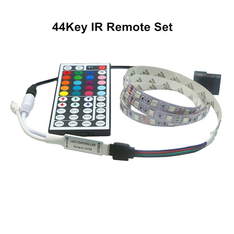 Magnetic RGB LED Strip Light Full Kit for PC Computer Case, SATA power supply interface,Fixed by Magnet,Remote Control Color: With 44key Remote / Waterproof / 50cm 30leds