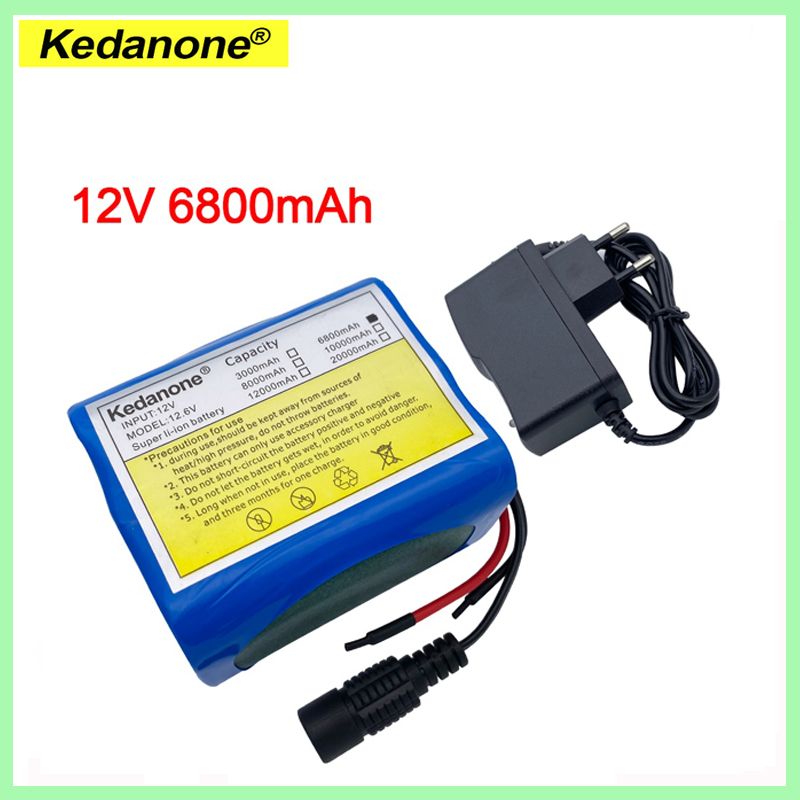 12V 6800mAh 18650 Li-Ion Akkus mit BMS Lithium-Batterie packs Schutz Bord + 12,6 V Ladegerät für überwachung