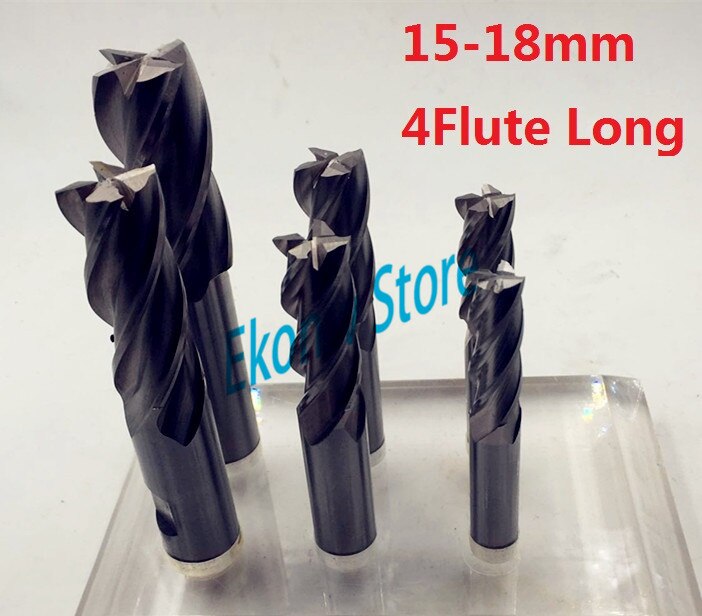 1 pc 15mm 16mm 17mm 18mm Uitgebreide verlenging Lange End Mill, VIER Fluit HSS & Aluminium End Mill Cutter CNC Bit
