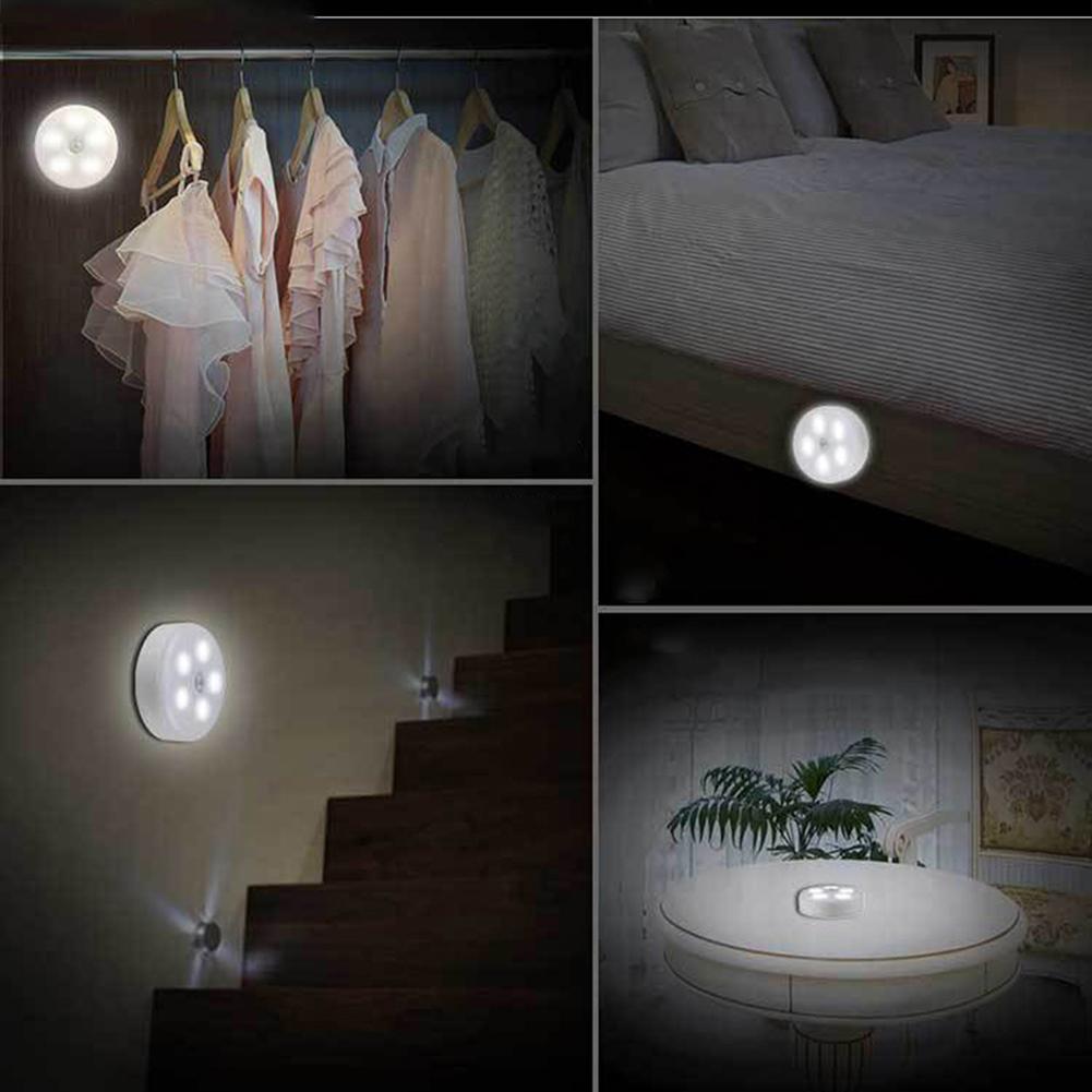 Lijm Led Night Lamp Plastic Ronde Emergency Wit Licht Menselijk Lichaam Inductie Sensor Verlichting Voor Gang Kelder