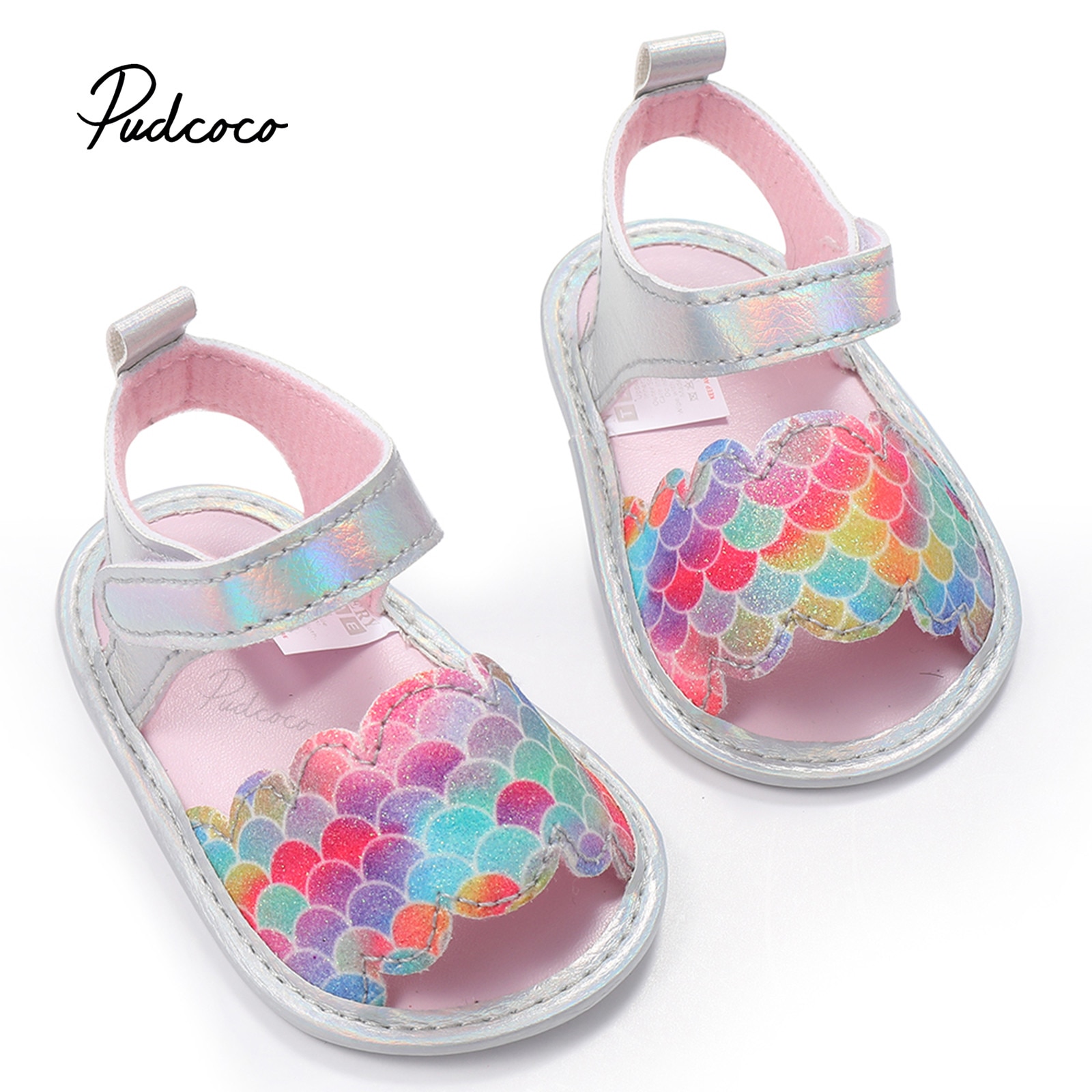 Sandali per bambini, modelli di squame di pesce per bambini calzature antiscivolo scarpe da passeggio Prewalker per l&#39;estate, 3-9 mesi