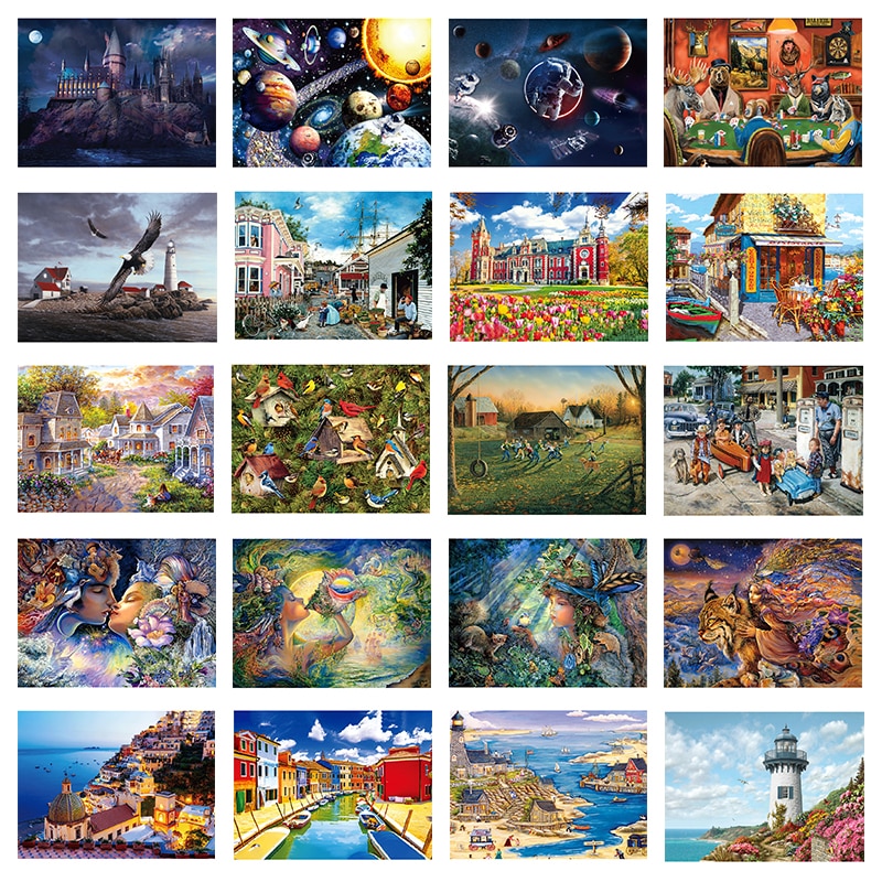 DIY 1000 Pieces Jigsaw Puzzle Educational Puzzle Games Toys Assembling Picture Landscape Puzzles For Adults Children Kids
