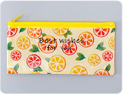 Bolsa de lápices de fruta original, estuche de malla Kawaii, archivador, estuche grande de pluma de PVC para niñas, papelería coreana, suministros escolares: Small 12