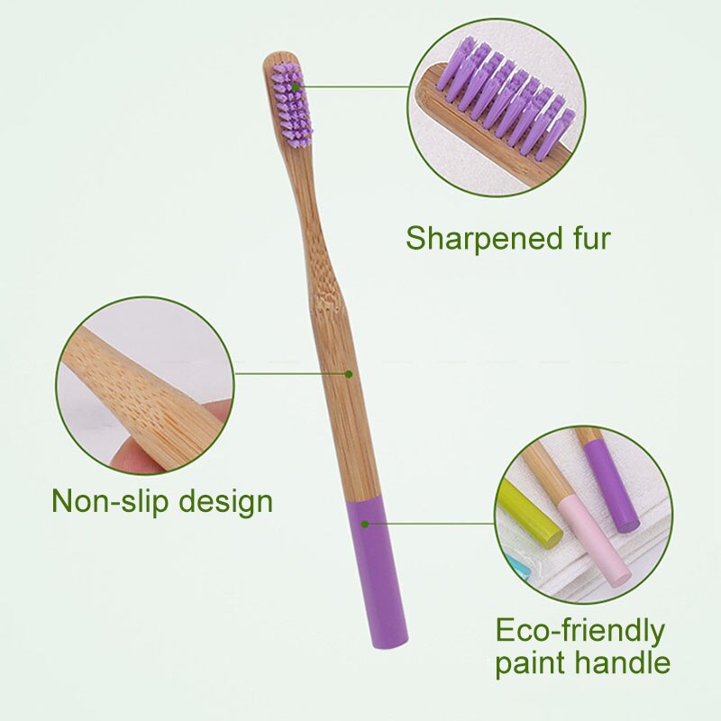 Natuurlijke Bamboe Kleurrijke Tandenborstel Zachte Haren Ronde Handvat Kinderen Orale Zorg Borstels Handgemaakte Eco Vriendelijke Tandenborstel