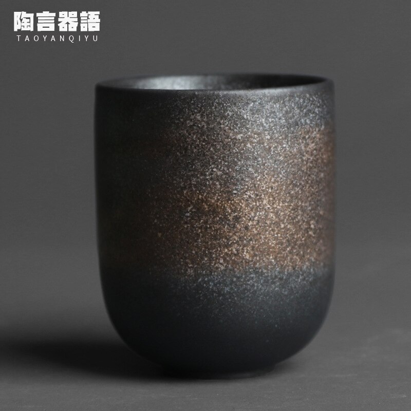 Japansk stil vintage groft keramik te kop ovn bagt sort guld og sølv håndlavet kung fu te tekop 130ml: -en