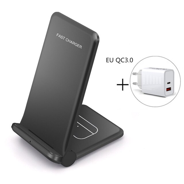 2 in 1 20W Qi Drahtlose Ladegerät Dock für Samsung S21 S20 S10 Dual Schnelle Ladestation Pad Für IPhone 12 11 XS XR X 8 Airpods Profi: schwarz  mit EU stecker