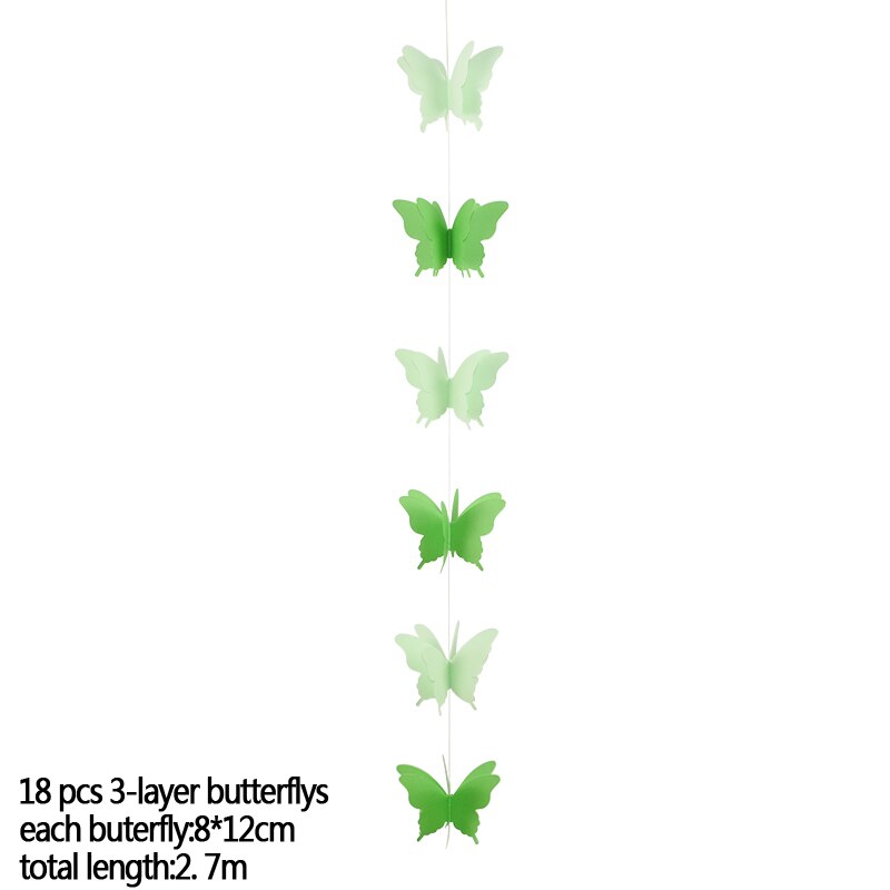 270cm fargerike sommerfuglpapir krans hengende banner bryllup bursdagsfest dekor baby shower barn jente rom dekor bunting: B05