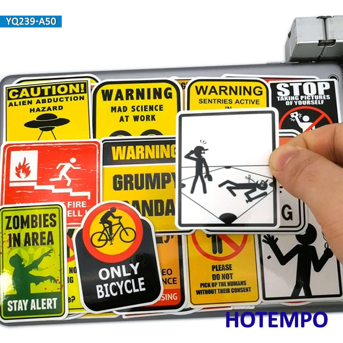 50pcs Funny Traffic Warning Signs Spoof Stickers for Mobile Phone Laptop PAD Case Luggage Skateboard Bike Car Moto Decal Sticker