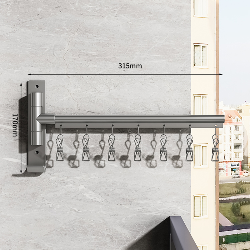 Ganchos de pared para baño, colgador de estante, barra de toalla, toallero plegable, varillas para ropa, calcetines para balcón, sujetador, colgador de toallas, accesorios de baño: Gris claro