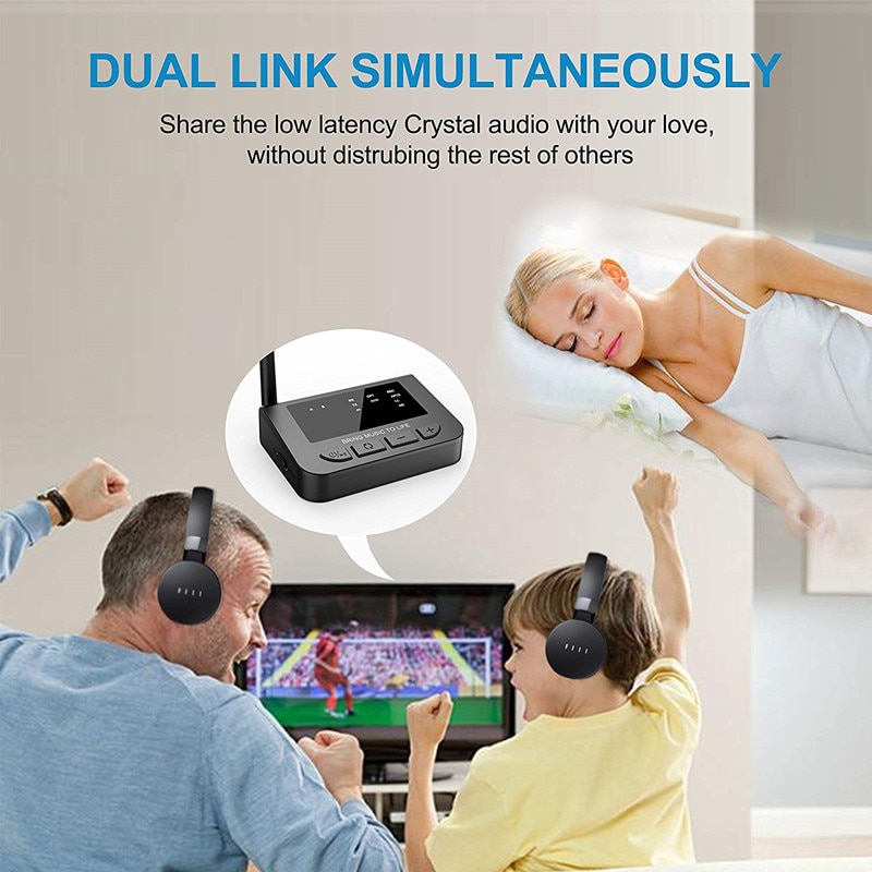 Bluetooth 5.0 Long Range Transmitter Receiver 3 In 1 Wireless AUX & Optical Adapter aptX HD & APX Low Latency for TV Home Stereo