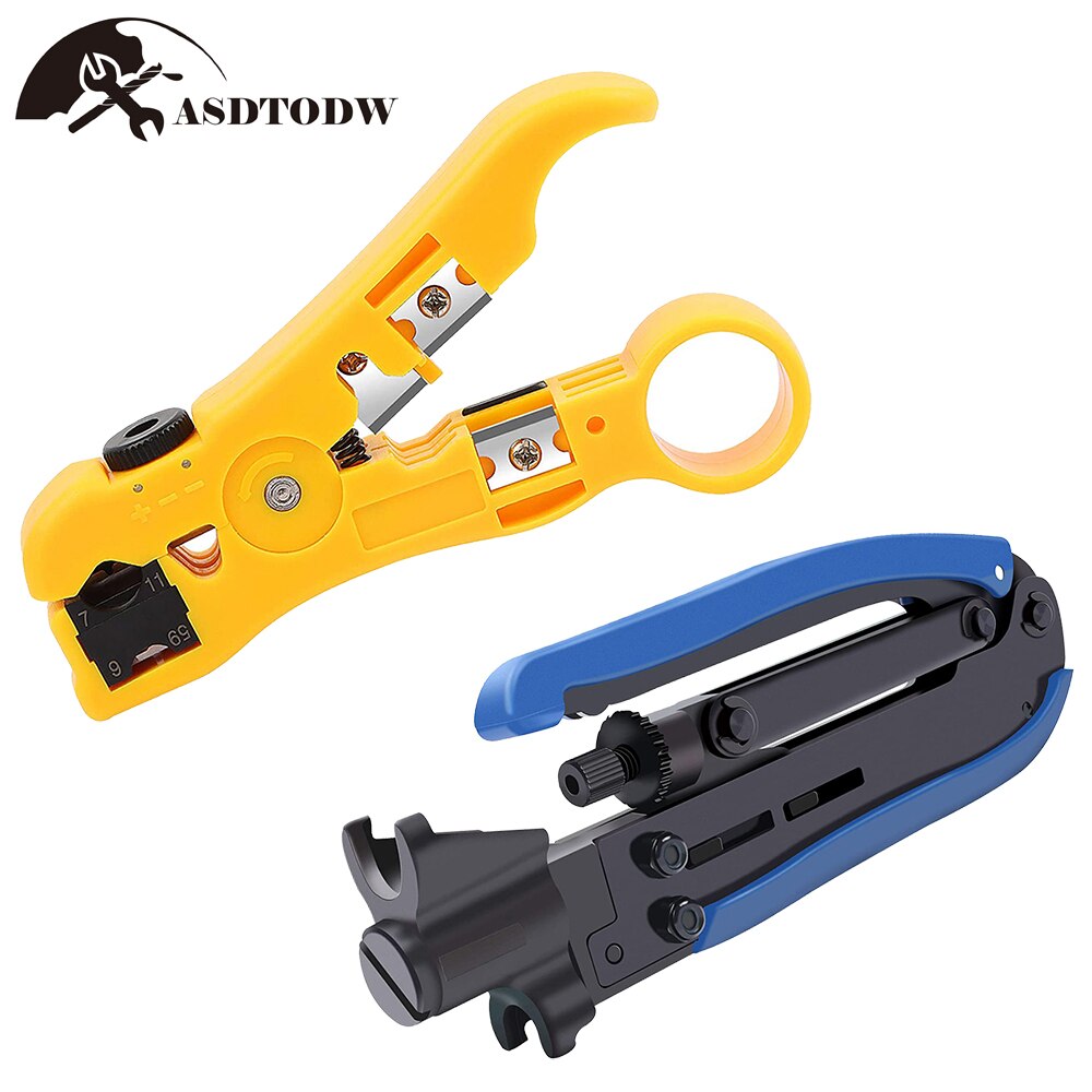 RG6 Compression Tool Coax Cable Crimper Kit RG6 RG11 RG59 F81 with 20PCS F Compression Connectors: 2pcs pliers