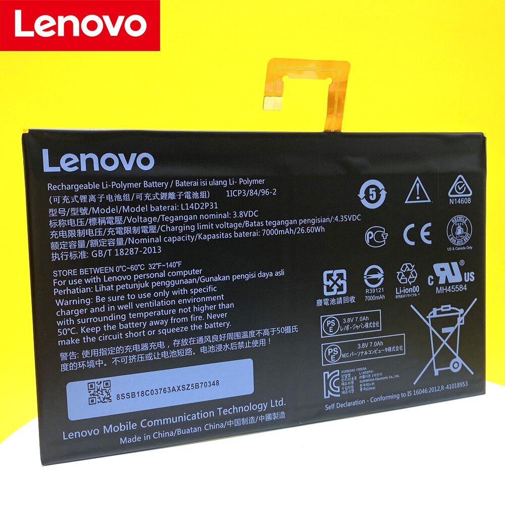 Original L14D2P31 Lenovo Tab 2 A7600-F A10-70F Tab2 A10-70 A10-70L Tablet Battery
