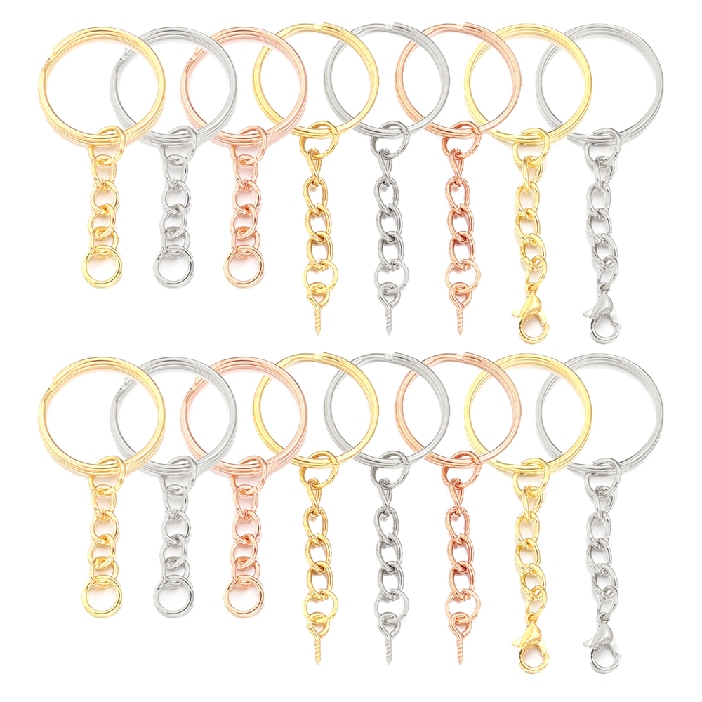 10 unids/lote llaveros de hierro llavero en blanco llavero con anilla dividida llavero anillos DIY hallazgos hacer accesorios de llavero