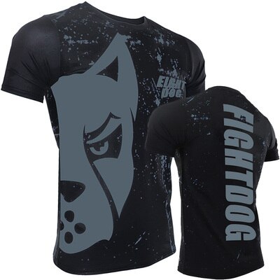 Camiseta deportiva de lucha MMA para hombre, pantalón corto de entrenamiento muscular, manga para correr, artes marciales mixtas, entrenamiento de boxeo tailandés, rebote: XL / Gris