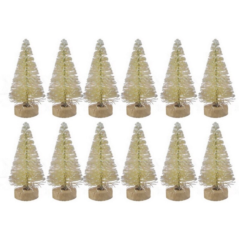 Xxfa 12 Stuks Mini Kerstboom Grenen Bomen Diy Kerstversiering Voor Thuis Tafel: off white