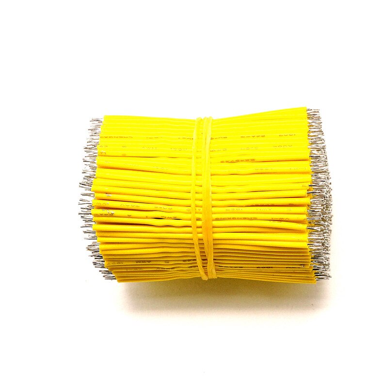 100 stk / parti tin-belagt breadboard pcb loddekabel 24 awg 5cm flyvejumper wire kabel tin leder ledninger stik ledning: Gul