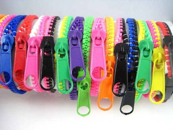 50 Stks/partij Mix Kleuren Unisex Acryl Rock Punk Rits Armbanden Hip Zip Rits Armbanden Sieraden