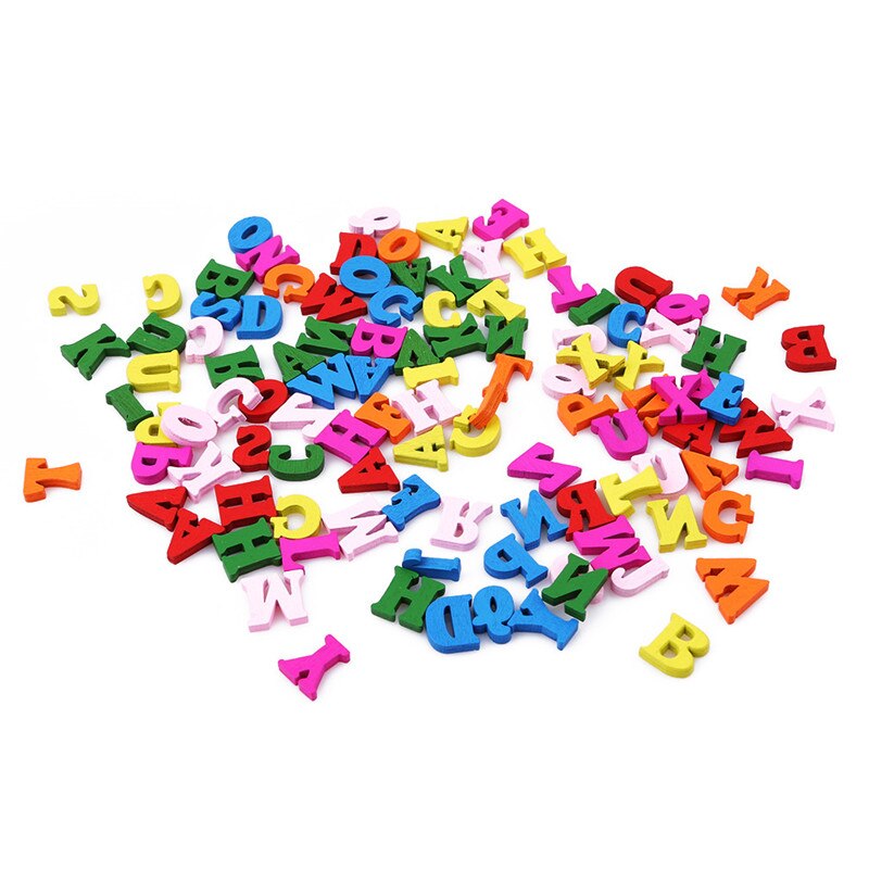 100 stks/partij Kids DIY Houten Alfabet Ambachten Kids Speelgoed Educatief Scrabble Letters Kleurrijke Craft Jigsaw Puzzels Speelgoed