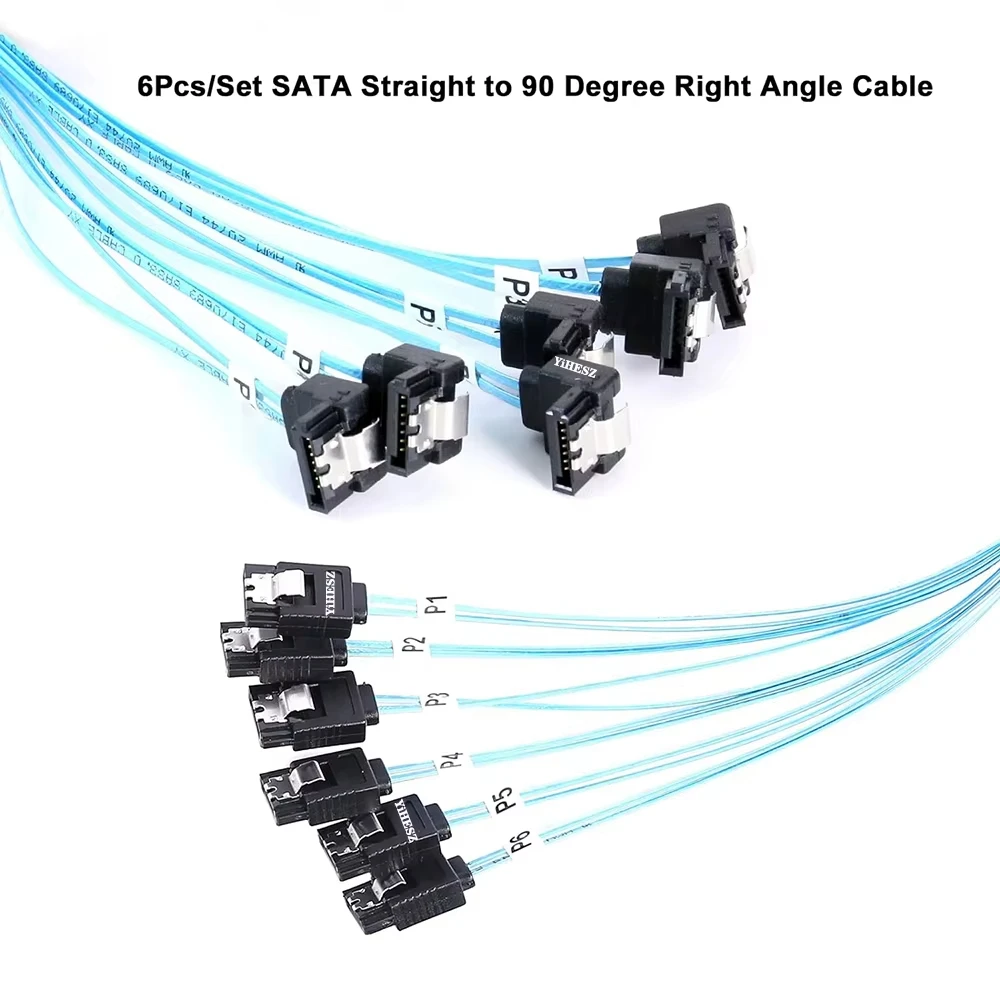 Cable SATA 3,0 de 0,5 m y 1m Cable de datos SATA de ángulo recto de 90 grados Cable SAS/SATA-12Gbps para servidor Nas-Raid SDD HDD CD DV