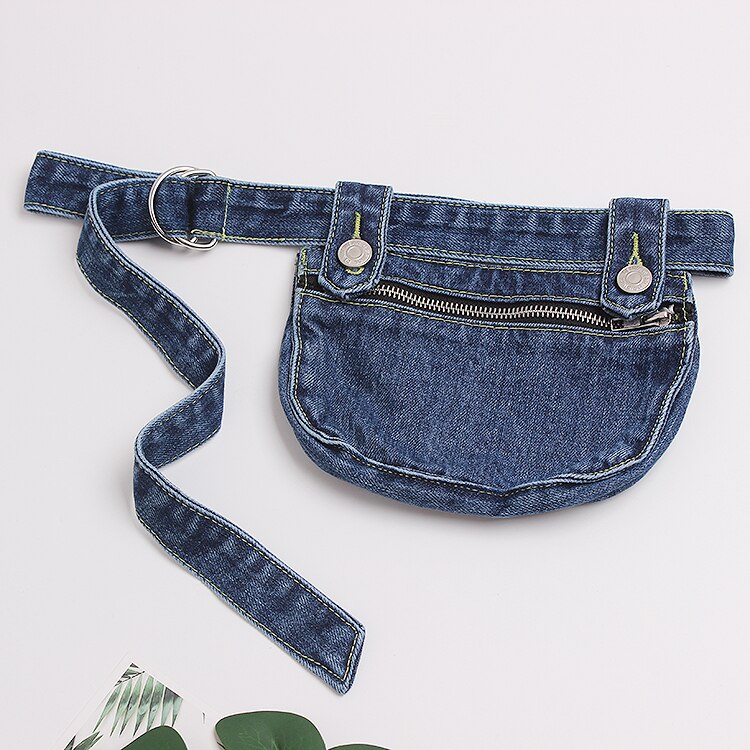 Bolso de pecho de tela vaquera Vintage para mujer, riñonera con cremallera desmontable, cinturones de vaqueros ajustables, bolso para teléfono, cartera,: 2