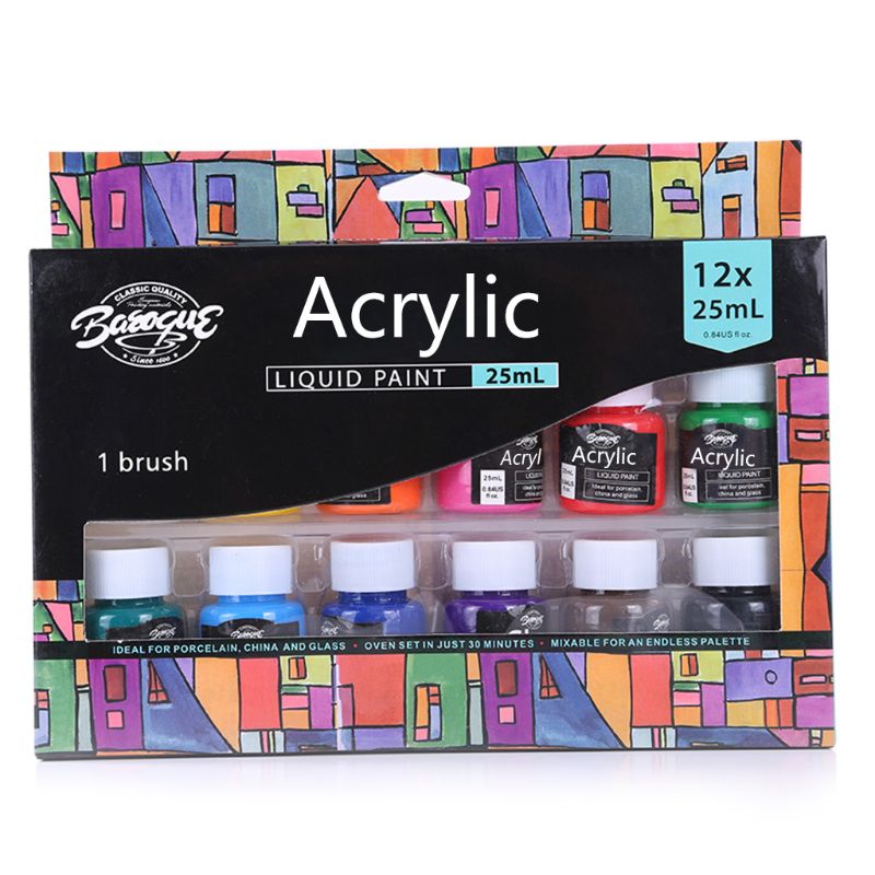 12X25Ml Zware Body Kleuren Rijke Pigmenten Acrylverf Set Voor Schilderen Canvas Ambachten: Default Title